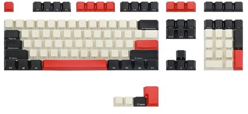 Happy Balls PBT Keycaps Side/Front Print Keycap Set Semi Profile Non-Backlit Thick Cherry MX Key Caps with Key Puller for 60%/87 TKL/104/108 MX Switches Mechanical Keyboard(Earl Red)