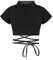 CHICTRY Mädchen Tops T-Shirt Crop Top Bauchfrei Oberteile Ballettkleidung mit Schnür Gymnastikanzug Tanz Top Sport Yoga Kleidung Gr. 98-164 Schwarz 158-164