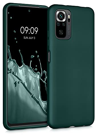 kwmobile Case kompatibel mit Xiaomi Redmi Note 10 / Note 10S Hülle - Schutzhülle aus Silikon metallisch schimmernd - Handyhülle Metallic Petrol