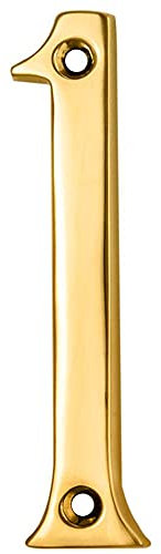 Polished Brass Door Number 1-75mm Height - 4mm Depth - House Numeral Plaque | Front Door House Numbers - Decorative External Door Letters - Numeral & Letter Plaques