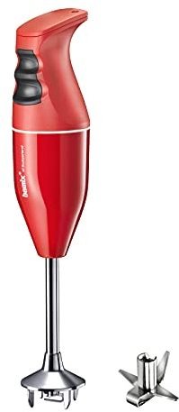 bamix Set avec mixeur plongeant EO140 CLASSIC avec couteau étoile en inox, 140 W, 2 vitesses, Fabriqué en Suisse, Rouge/Blanc
