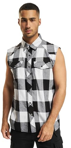 Brandit Check Shirt Sleeveless, color: white/blac, size: 5XL
