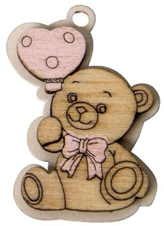 Ingrosso e Risparmio Bomboniere Nascita 36 PZ Applicazione in Legno Orsetto con Palloncino Cuore Rosa Segnaposto Bimba Battesimo Femminuccia Primo Compleanno Gadget Confettata