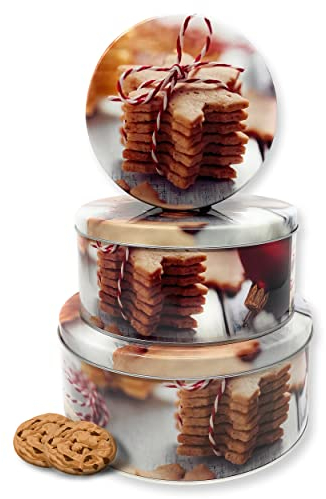 TOBJA Keksdose Weihnachten Set - 3er Dosen Set als Aufbewahrungsbox | Weihnachts Keksdosen für Gebäck | Vorratsdosen für Cookies, Süßigkeiten und Geschenke als Geschenkverpackung (Kekse-Geschenk)