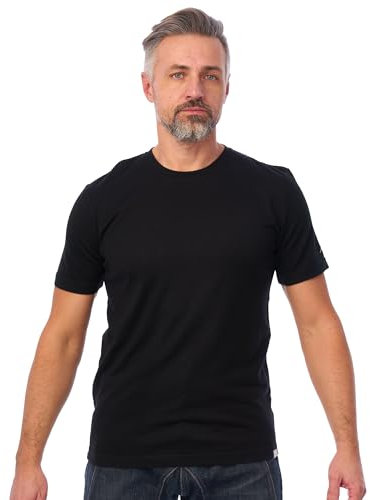 100% Merino Wolle Tshirt Herren - Merino Shirt Herren, Unterhemden Männer, Sports & Outdoor Gym Shirt (XX-Large, Coal Black)
