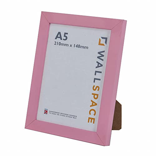Wall Space Cadre rose moderne A5 avec verre véritable et bois massif – Parfait pour impression ou photo A5 – Fabriqué au Royaume-Uni (148 x 210 mm)