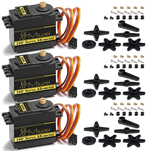 Miuzei 15kg Servomoteur Digital Cuivre 180° Servo Moteur Métalliques Engrenages Élevé Précision Pour Servo RC 1/10 1/8 1/12 Avion Robot Hélicoptère Voiture 3 Pièces