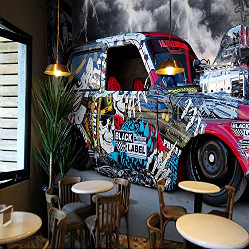 Personalisierte 3D Fototapete Straße Graffiti Auto Sprühfarbe Wandbild Ktv Bar Internet Bar Industrielle Dekor TV Wandbild Tapete Wanddekoration fototapete 3d Vlies wandbild Schlafzimmer-350cm×256cm