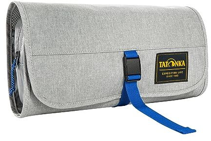 Tatonka Foldable Travelcare Kulturbeutel - Flache Waschtasche zum Aufhängen mit Fächern, Extra-Tasche und Spiegel - 18 x 30 x 4 cm (Grey)