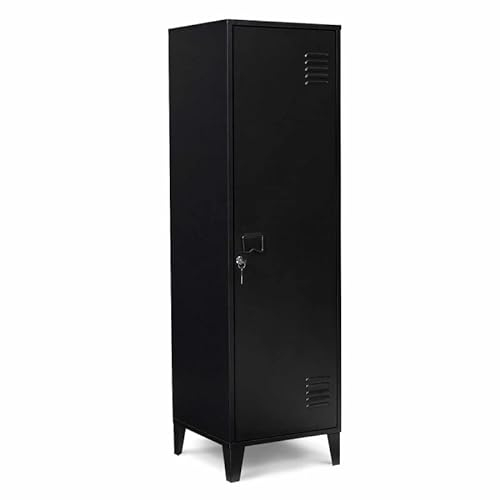 IDMarket - Garderobenschrank Ester, Metalltür, Schwarz, Industriedesign