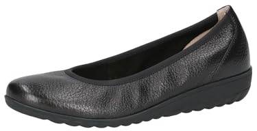 CAPRICE Damen Ballerinas aus Leder Plateau, Schwarz (Black Deer), 42 EU