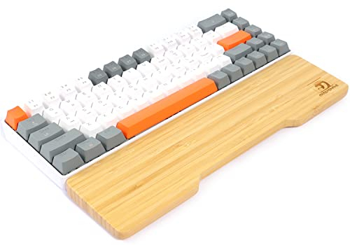 MAMBASNAKE Handballenauflage aus Bambus für 61-Tasten-60%-Tastatur,A-Klasse Bambus,Ergonomische Handballenauflage,Solides Holzgefühl,Rutschfeste Gummifüße,Schmerzlinderung,Einfaches Tippen/Spiel/PC
