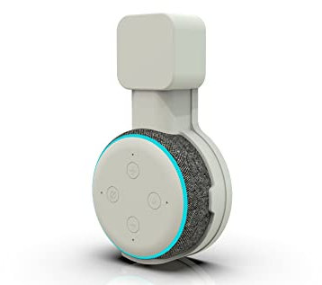 Ellenne Soporte de pared ECHO DOT (3ª generación) de pared – Ahorro de espacio para ocultar cables – Sin tornillos – Soporte para cocina, baño, dormitorio – blanco