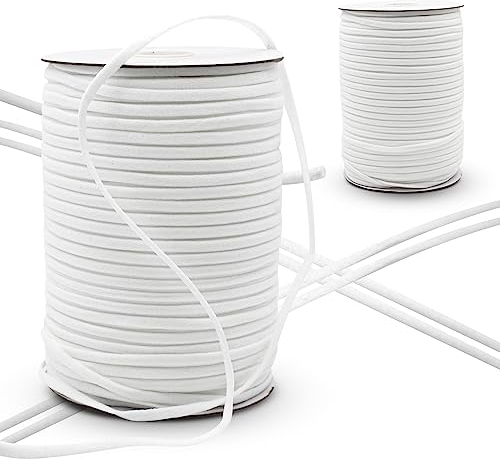 DOJA Barcelona | Cordon Elastique | Pack 1 Bobine 200M | Corde Elastique Blanc | Ø 4mm | Polyamide et Elasthanne | Couture Accessoires Mercerie | pour Elastique Couture, Cordon pour Bracelet, Bache