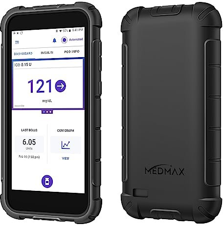 MEDMAX Silicone Hülle für Omnipod 5, Leicht stoßfeste Anti-Rutsch Silikon Schutzhülle Cover mit erhabener Abschrägung Omnipod 5 Gerät, (Schwarz)