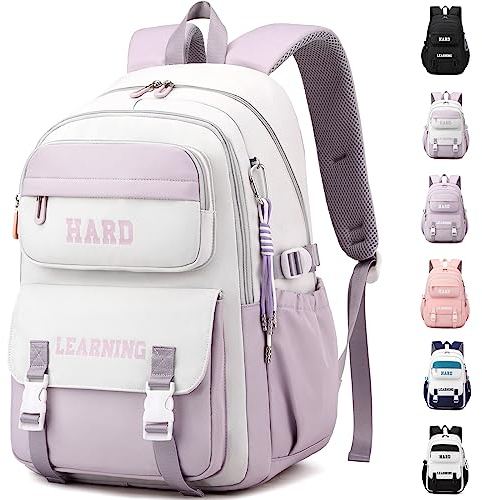 KESUDE Mochilas Escolares Adolescentes Juveniles Mochila Escolar Colegio Adolescente Adolescente Bolsa Para De Primaria Instituto Wonderful Regalos Estudiantes Nylon Backpack, Blancovioleta