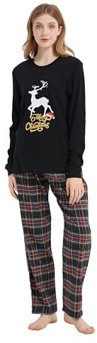 kolipajam Ensemble de pyjama pour couple en 100 % flanelle de coton – Pyjama doux pour couple avec poches, Femme gris-vert et blanc rouge à carreaux, XL