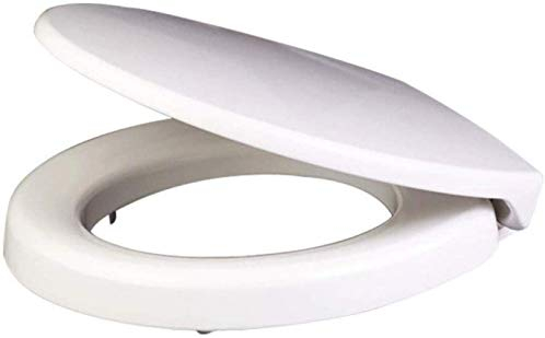 Toilettendeckel-Abdeckung, Verdickung, Erhöhung, Runder Toilettensitz, Stumm, Weich, Langsam Schließend, Oben Montiert (Weiß 40,5~44,5 * 37,1 Cm) (Weiß 40,5~44,5 * 37,1 Cm)
