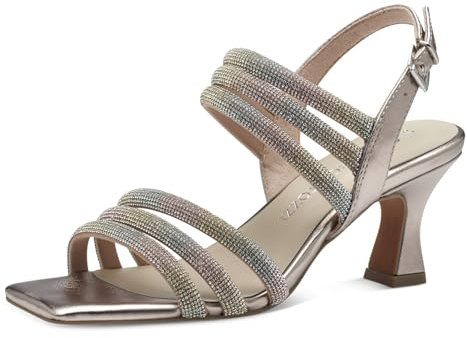 MARCO TOZZI Sandali Donna con Tacco Glitterati Eleganti, Multicolore (Rose Met Comb), 39 EU