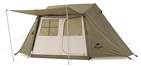 Naturehike Dach Automatisches Zelt 4 Personen Campingzelte, Wasserdicht Winddicht Familienzelt Schnell aufbauendes Zelt, 5 Große Netzfenster, Separater Raum mit Haustieren und Gegenständen (Shandard