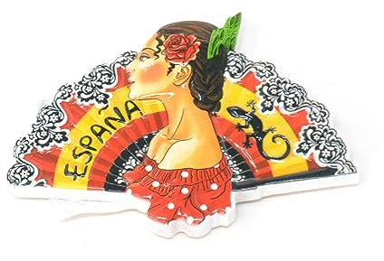 ESPAÑA Fan - Imán de Nevera, Bailaora Flamenca Española, Diseño Bandera española Abanico,