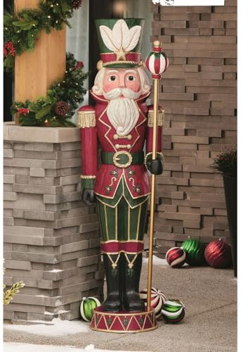 Nutcracker 6ft (1.5m) Un-Lit Wood Carved outdoor/indoor use Polyresin garden festive season majestic