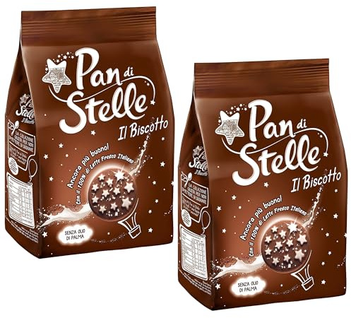 Mulino Bianco Pan Di Stelle 350g Italian Biscoti Cookies | Soft Shortbread Pastries Biscuits | GMO & Palm Oil Free | Creamy Chocolate | Icon of Taste and Goodness (Pan Di Stelle 350g, 2 Pack)