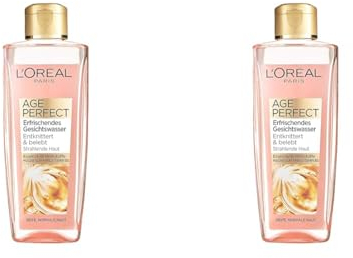 L'Oréal Paris Gesichtsreinigung, Erfrischendes Gesichtswasser zur Reinigung und Pflege, Für reife Haut, Age Perfect, 1 x 200 ml (Packung mit 2)
