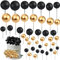 88PCS Black Gold Mini Balls Cake Toppers Round Ball Cake Toppers Picks Cake Decorations Mini Balloons Stick Cake Cupcake Toppers for Wedding Baby Shower Girl Birthday