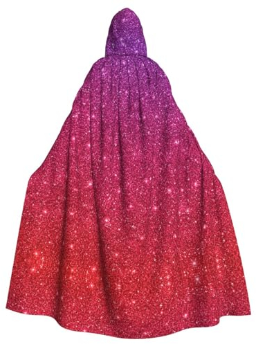 Umhang mit Pailletten, glitzernd, für Damen und Herren, voller Länge, Karneval, Umhang mit Kapuze, Cosplay-Kostüme, Umhang, 185 cm