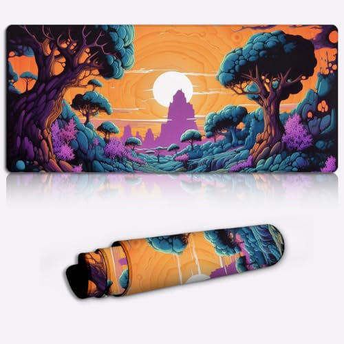 Desk Mat Dark Forest XXL Extended Large Mouse Mat (90x40x0.3) cm Large Unique Gaming Mouse Pad Stable Rubber Base Computer Mat for Desk Pc, Laptop, Office