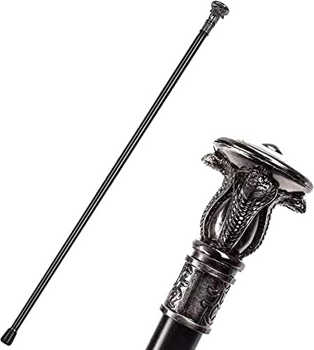 ALEjon Walking Cane for Men, 93cm Metal Gothic Snake Head Elegant Gentleman Decorative Walking Sticks Cosplay Canes,B