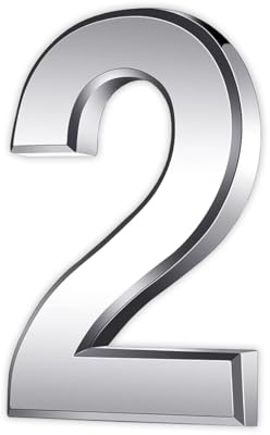 Door Numbers, 3 Inches 3D House/Mailbox Numbers Waterproof Address Numbers Self Adhesive Stickers for House Mailbox Apartment Hotel Courtyard Cafe Silver (Silver, 2)