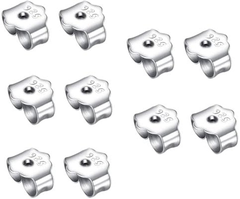 XUEQXYYF 5 Pairs Earring Backs Replacement Secure Ear Locking 925 Sterling Silver Butterfly Earring Backs for Women and Girls (5)