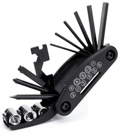 Bike Tool Kit,Multifunction Bike Repair Tool Kit,Portable Folding Bike Repair Wrench Set,Bike Puncture Tire Patch Repair Tool Kit Black Zinc Plated