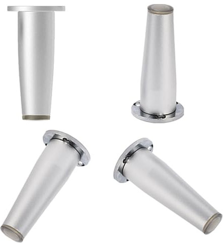 YJRZYQKXKL Tischbeine Höhenverstellbar, 4 Stück Kegel Möbelfüße Silber Tischfüße Höhe: 8-20cm Sockelfuß Aluminiumlegierung | Eloxierte Oberfläche | Couchtisch TV Tisch Beistelltische Kommode-10cm/4