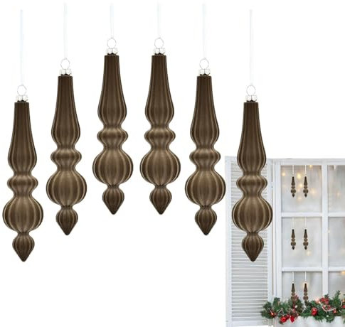 Ornamenti in velluto per albero di Natale, 6 decorazioni natalizie vintage floccate colorate, decorazioni natalizie per albero di Natale invernale Capodanno