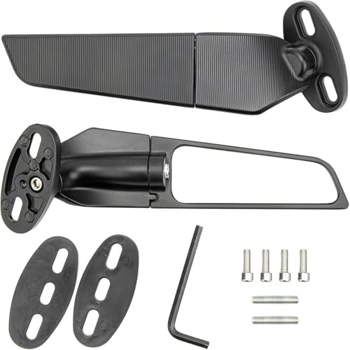 Merautop SJ 2 Stücke Motorrad Rückspiegel Ersatz für Ninja 250 300 400 650 ZX10R ZX6R ZX-636 2019-2022 Verstellbare Drehbare Rückspiegel Universal ATV Motorrad Wind Schwenkbare Außenspiegel
