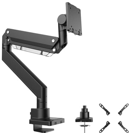 Wiltec Monitorhalterung mit VESA-Platte und -Adapter für Flache & Gebogene Monitore, Bildschirmhalterung bis 26 kg, Monitorhalter mit Tischklemme