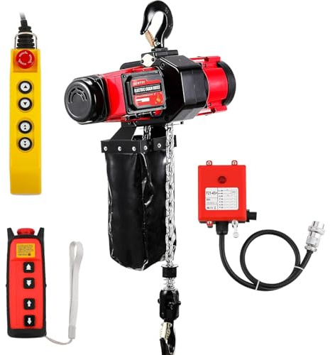 NEWTRY Polipasto eléctrico de cadena de 2500 W, 1000 kg, 2 velocidades, 4 m/min y 6,8 m/min, motor sin escobillas, control inalámbrico y cableado, elevador de grúa puente, altura de elevación G80 3 m