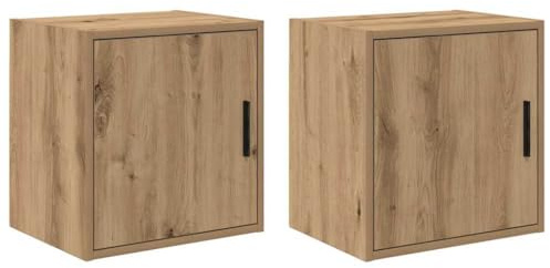 vidaXL Pensili per Garage 2 pz Rovere Artigianale in Legno Multistrato, armadietto, Armadio a Muro per Garage, Armadio a Muro con Porte