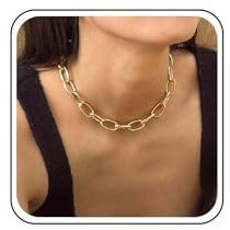 Inateannal Punk Necklace Paper Clip Link Chain Necklace Paper Clip Thick Necklace Gold Paper Link Chain Minimalist Short Choker Necklace, Zinc, No Gemstone