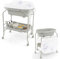 LIFEZEAL Cambiador con Bañera, Cambiador y Bañera para Bebés de 0-12 Meses, Cambiador Plegable y Portátil, Bañera para Bebé con Soporte de Carga de 35 KG (Gris claro)