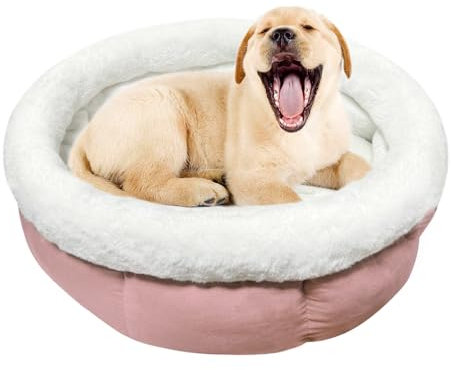 ODIWEN Panier Chien, Lit Donut pour Chiens et Chats, Chat Panier, Peluche Lit pour Chien Chat Chien Lavable pour Chats, Coussin Rond Chat Chien, 50 x 50 x 20 cm (Rose)