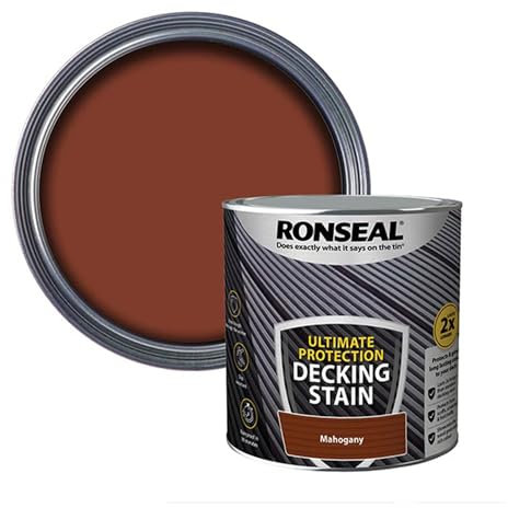 AOC24 - Decking Stain Paint Mahogany 2.5L - Slip Resistant Ultimate Protection - Use On Exterior Hardwood Softwood Paint - Protects from Scuffs, Scratches and Foot Traffic