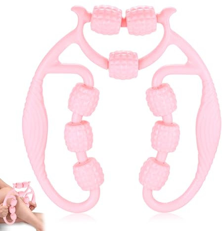 Massageur de Jambes, Rouleau de Massage pour Cuisses et Mollets, Appareil de Massage Anti-Cellulite – Design Ergonomique, Matériau Doux (Rose)