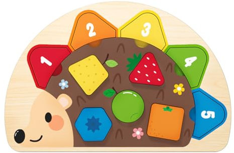 Nuytghr Formensortierer - Holz Steckspiel Igel Baby Lernspielzeug,Lernspielzeug Für Zuhause, Unterwegs, Auto, Reise, Spielzimmer, Familie Und Eltern-Kind