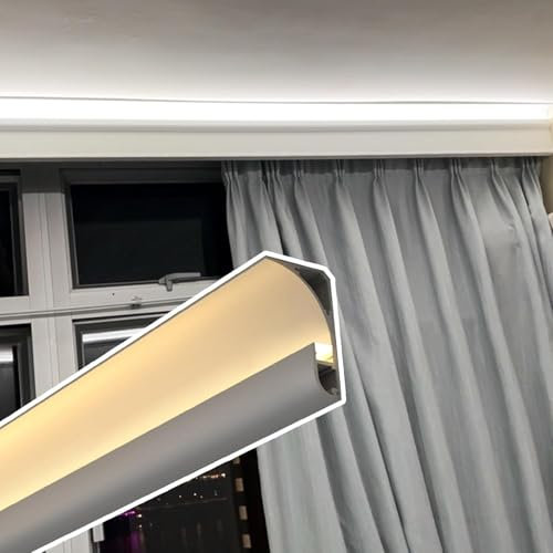 LwsCUiH Schienen LED-Kanäle for LED-Streifen, Sockel-/Decken-Dekoreinsätze for indirekte Beleuchtung, Aluminiumprofile for LED-Kanäle(Bianco,3 m/9.8 ft)