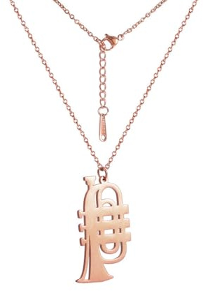 HIJONES Große Saxophon Halskette für Frauen Edelstahl Vintage Hip Hop Musikinstrument Anhänger Schmuck Kette Roségold