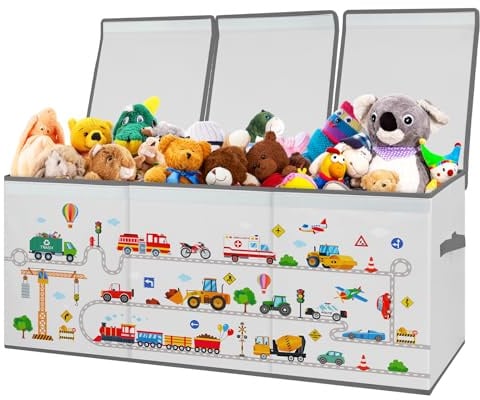 Extra Large Toy Box Storage for Kid Foldable Oxford Organizer Lid Vehicle | Foldable Oxford Toy Storage 96×32×40Cm Box Boys, Laundry Basket, Girls, Kids Bedroom, Playroom,Nursery , Lightweight, Handles